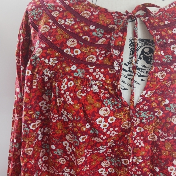 Universal Thread Floral Blouse Womens Boho Cottagecore Peasant Tie Front 2XL - Picture 3 of 8